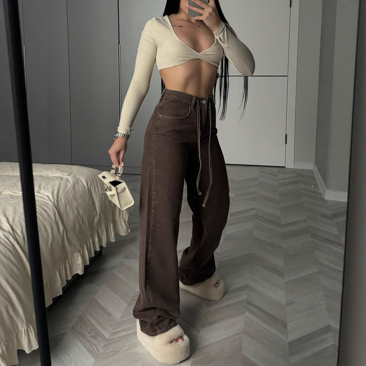 Women's High Waist Wide Leg Denim Pants
