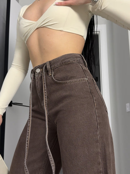 Women's High Waist Wide Leg Denim Pants